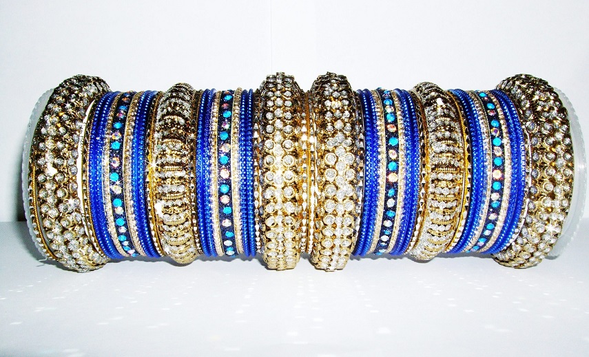 blue and gold bangles